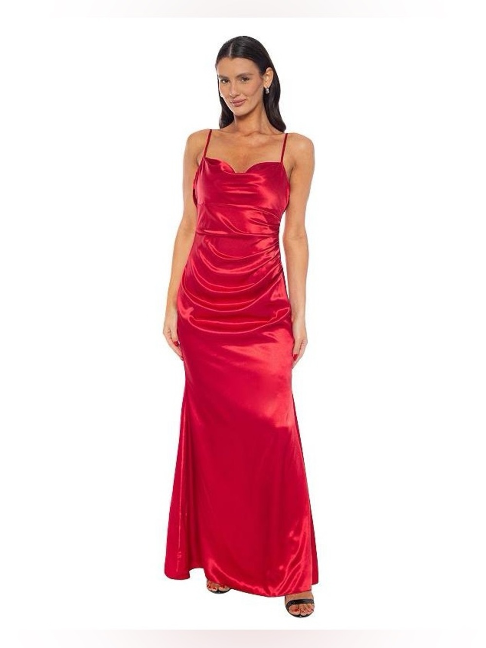 Juniors' size 00 red dress Jump Apparel Cowl Neck Satin Gown formal prom